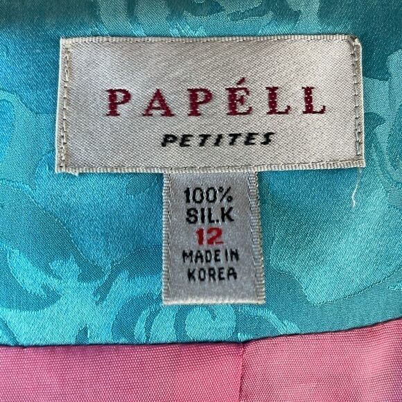 Vintage 80s Papell Petites Silk Jacket & Skirt EUC - Picture 9 of 14